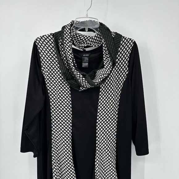 ALI MILES shirt top blouse tunic 3/4 sleeve swing removeable infinity scarf XL - Picture 9 of 9